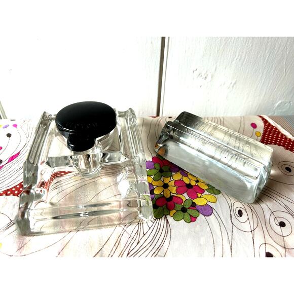 Antique Victor glass inkwell and pen rest three pieces - Picture 1 of 12